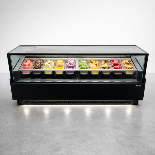 Vitrina Helado duro o Gelato 10 Sabores SLIM AZ-VH10A1885 EVO BLACK