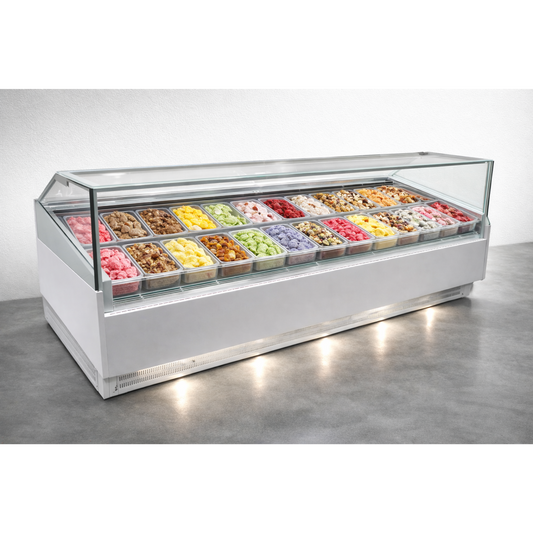 Vitrina para Helados o Gelato 26 sabores flotantes AZ-VH2530 EVO WHITE