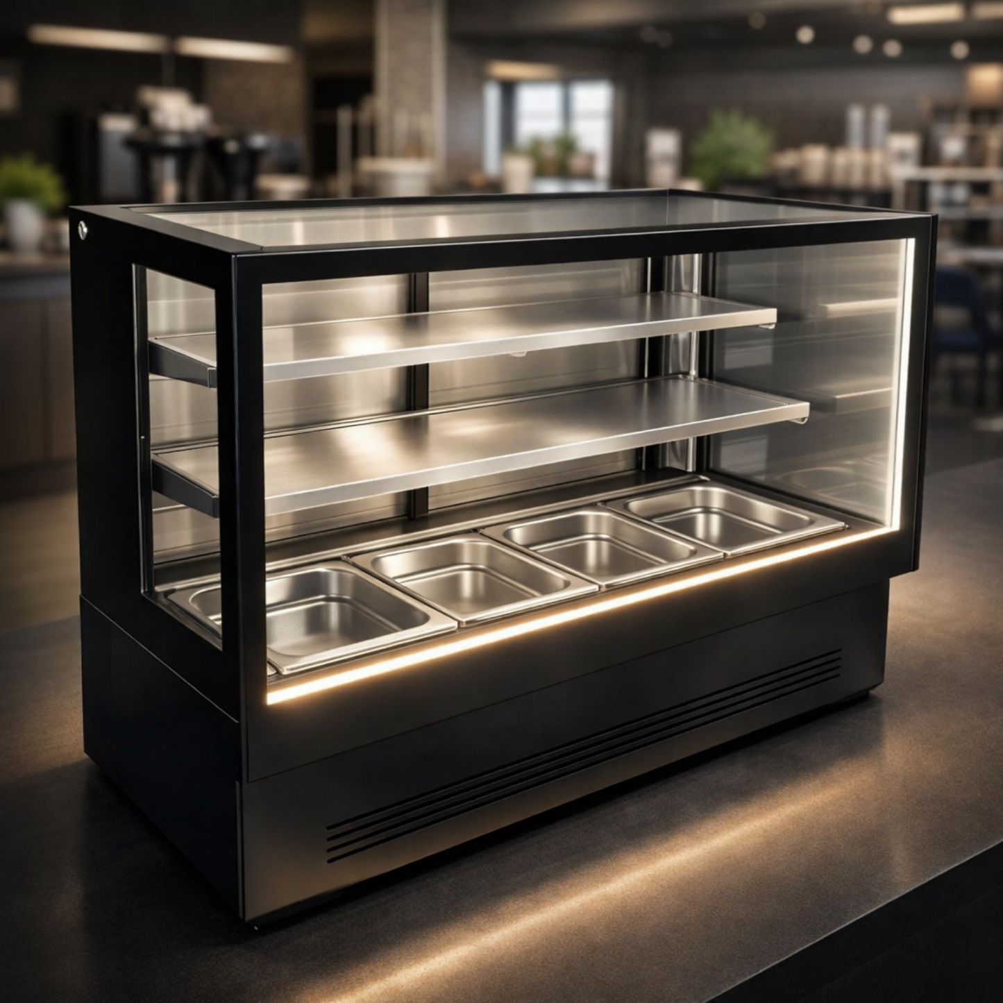 Vitrina Refrigerada 1.30 mts. INOX BLACK