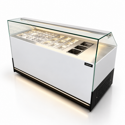 Vitrina Topinera 12 Refrigerados + 12 Neutros + 3 Calientes 160 mts. EVO WHITE