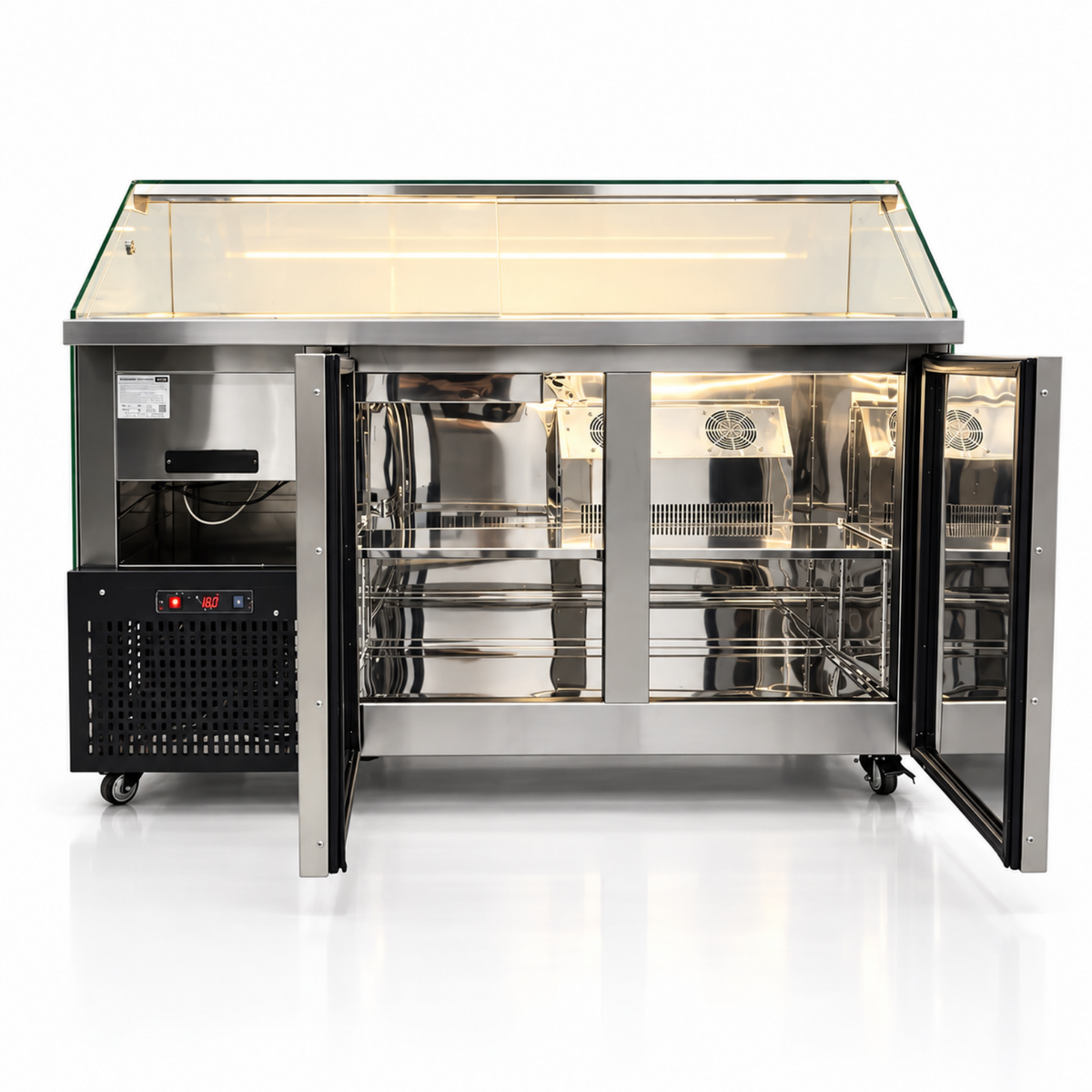 Vitrina Topinera 12 Refrigerados + 12 Neutros + 3 Calientes 160 mts. EVO WHITE