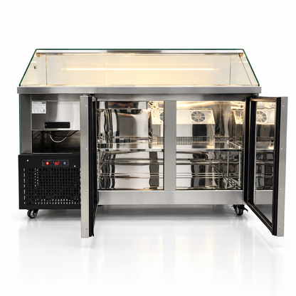 Vitrina Topinera 12 Refrigerados + 12 Neutros + 3 Calientes 160 mts. EVO WHITE
