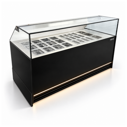 Vitrina Topinera 12 Refrigerados + 12 Secos + 3 Calientes 1.60 mts. EVO BLACK