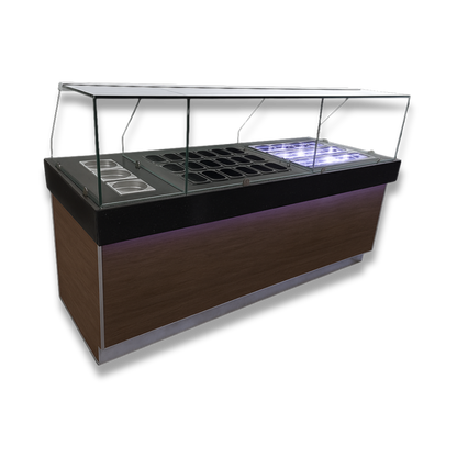 Vitrina Topinera 12 Refrigerados + 18 Neutros + 3 Calientes - Mesón Quarztone