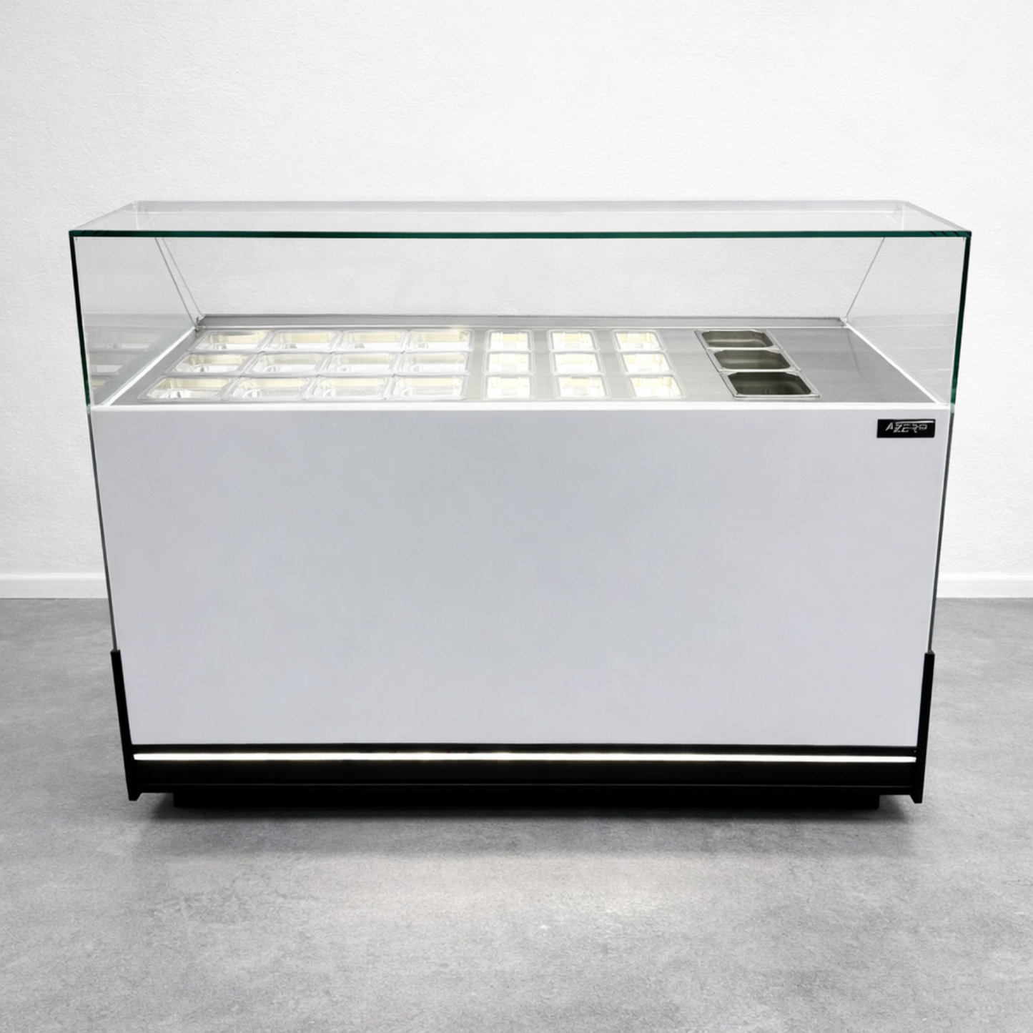 Vitrina Topinera 12 Refrigerados + 12 Neutros + 3 Calientes 160 mts. EVO WHITE