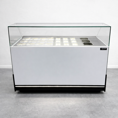 Vitrina Topinera 12 Refrigerados + 12 Neutros + 3 Calientes 160 mts. EVO WHITE