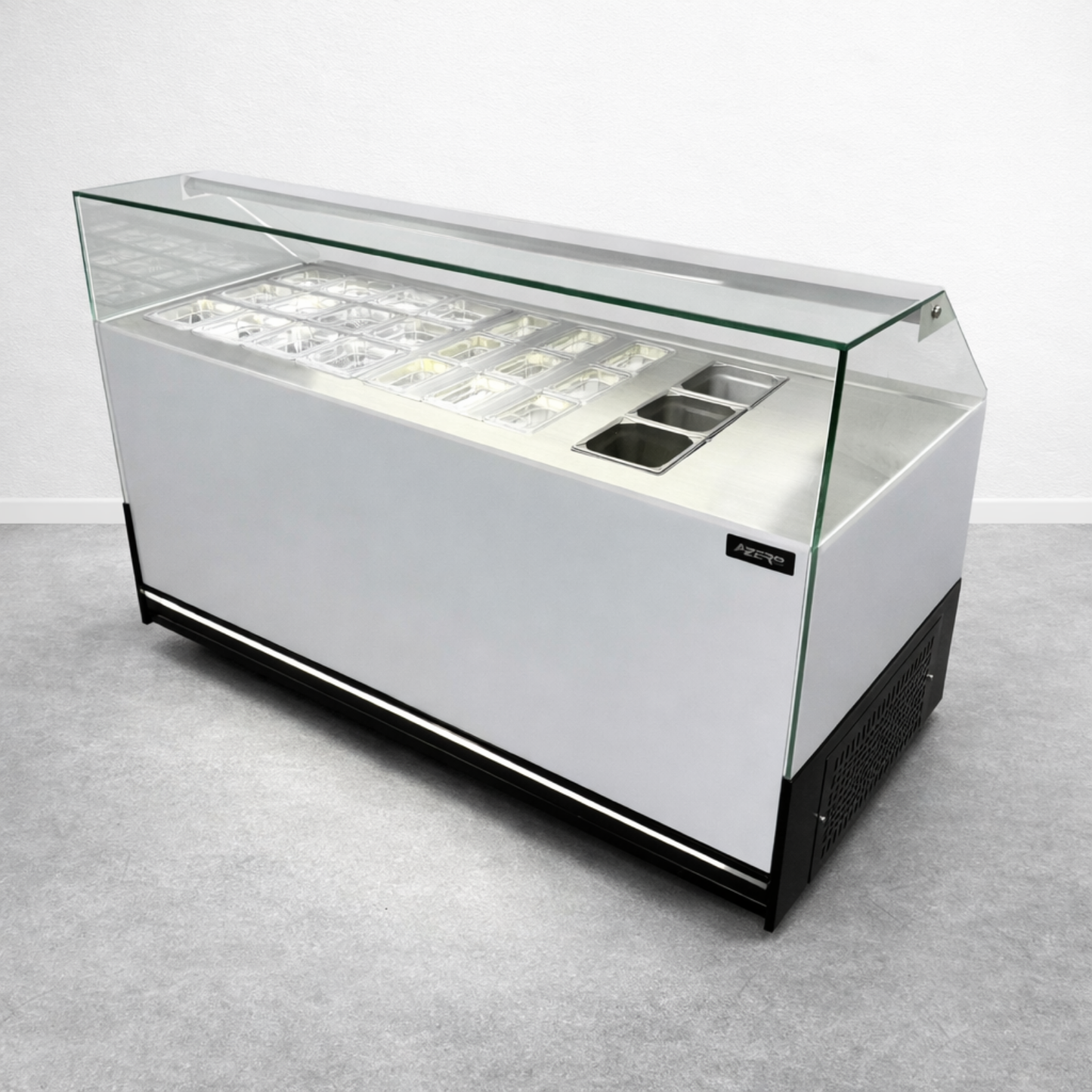 Vitrina Topinera 12 Refrigerados + 12 Neutros + 3 Calientes 160 mts. EVO WHITE