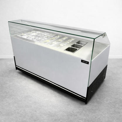 Vitrina Topinera 12 Refrigerados + 12 Neutros + 3 Calientes 160 mts. EVO WHITE