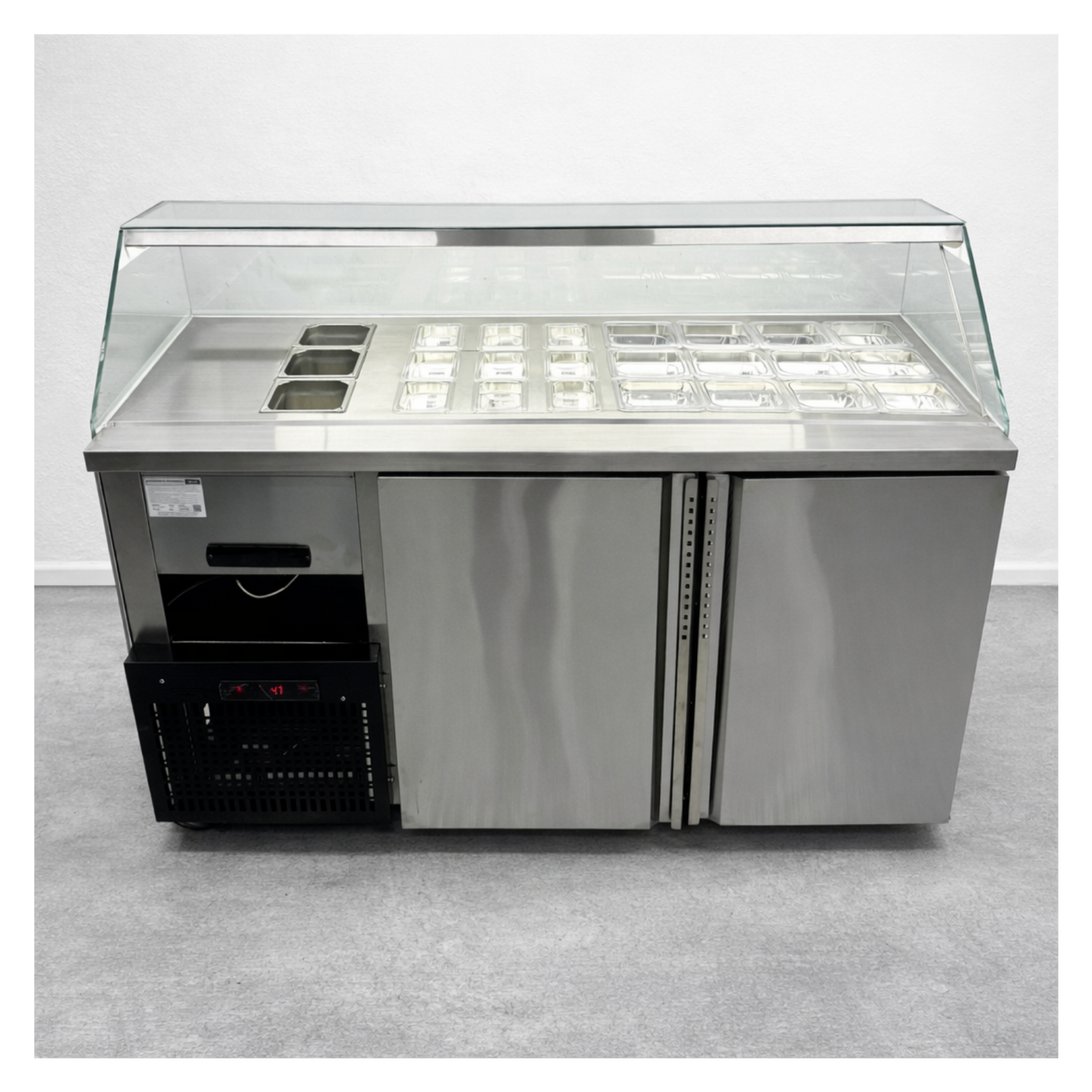 Vitrina Topinera 12 Refrigerados + 12 Neutros + 3 Calientes 160 mts. EVO WHITE