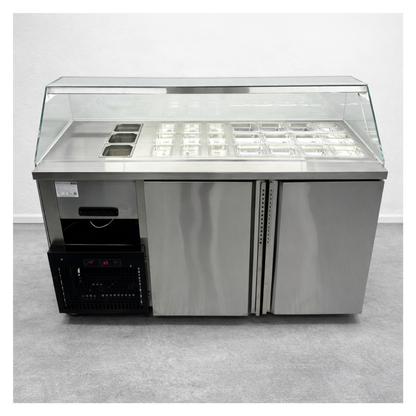 Vitrina Topinera 12 Refrigerados + 12 Neutros + 3 Calientes 160 mts. EVO WHITE