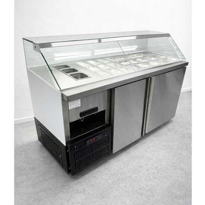 Vitrina Topinera 12 Refrigerados + 12 Neutros + 3 Calientes 160 mts. EVO WHITE