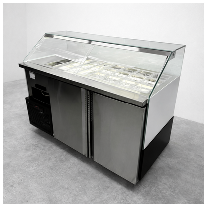 Vitrina Topinera 12 Refrigerados + 12 Neutros + 3 Calientes 160 mts. EVO WHITE