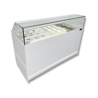 Vitrina Topinera 12 Refrigerados + 12 Neutros + 3 Calientes 160 mts. EVO WHITE
