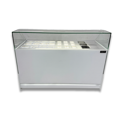 Vitrina Topinera 12 Refrigerados + 12 Neutros + 3 Calientes 160 mts. EVO WHITE