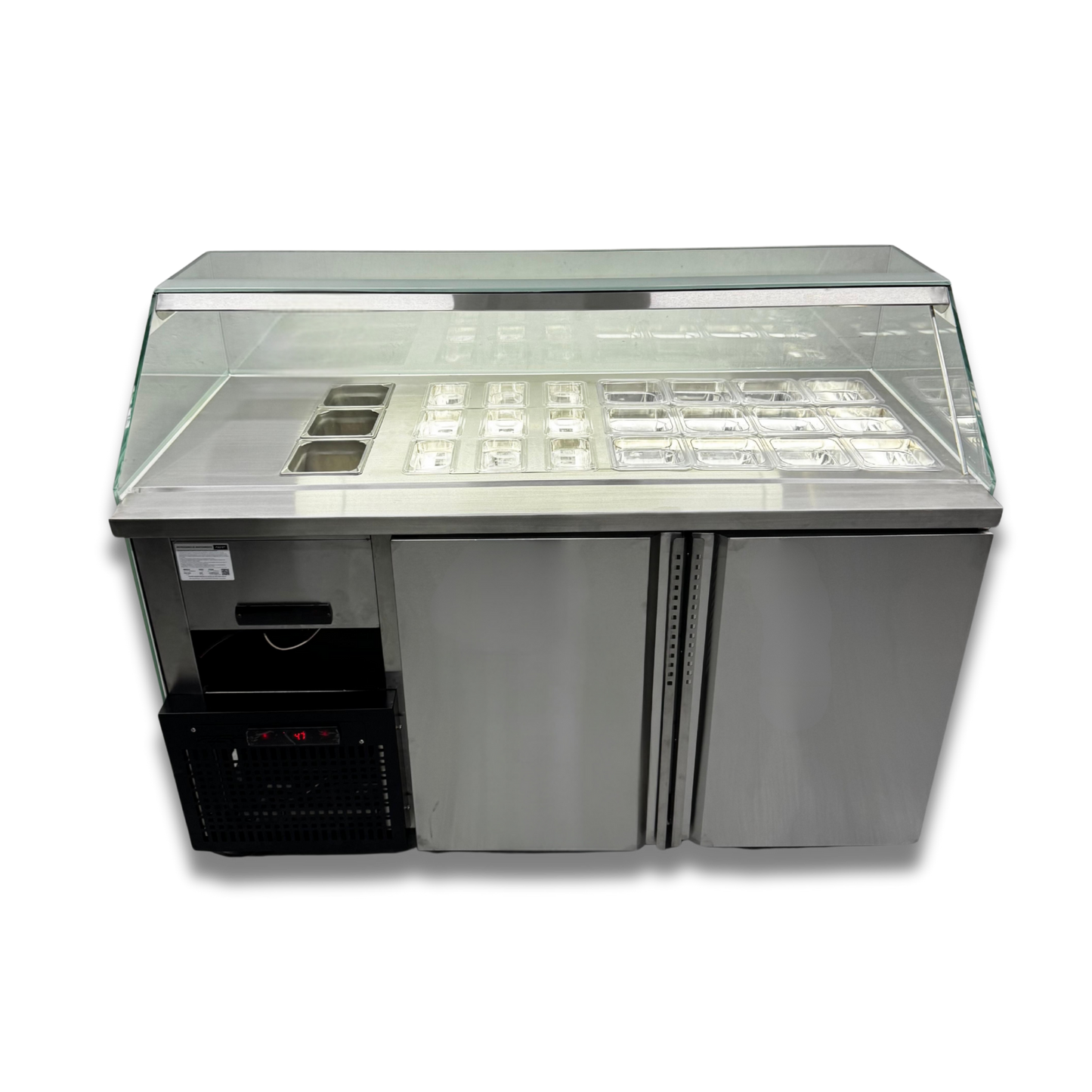 Vitrina Topinera 12 Refrigerados + 12 Neutros + 3 Calientes 160 mts. EVO WHITE