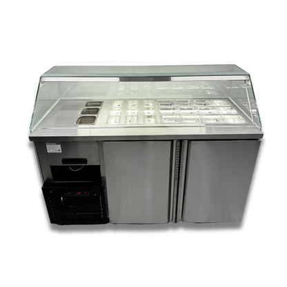 Vitrina Topinera 12 Refrigerados + 12 Neutros + 3 Calientes 160 mts. EVO WHITE
