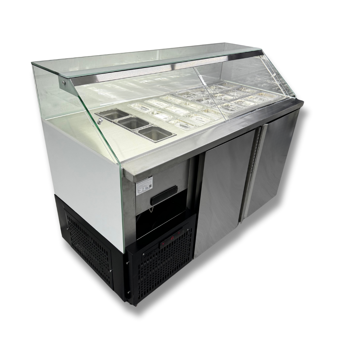 Vitrina Topinera 12 Refrigerados + 12 Neutros + 3 Calientes 160 mts. EVO WHITE