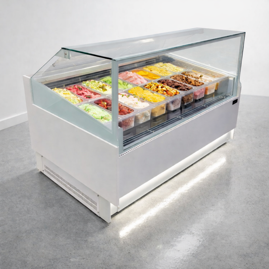 Vitrina para Helados o Gelato 16 sabores flotantes AZ-VH1600 EVO WHITE