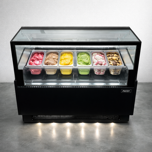 Vitrina Helado duro o Gelato 6 Sabores SLIM AZ-VH6A1230 EVO BLACK