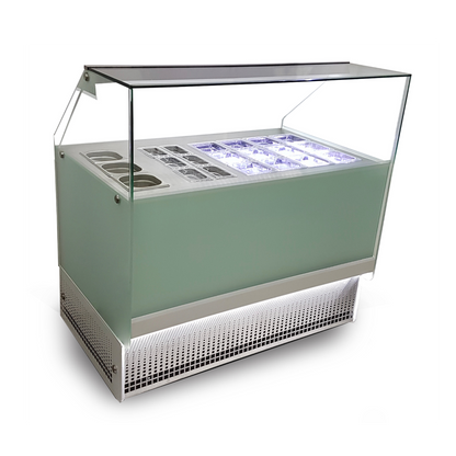 Vitrina topinera 12 Refrigerados + 6 Neutros + 3 Recipientes Calientes WHITE