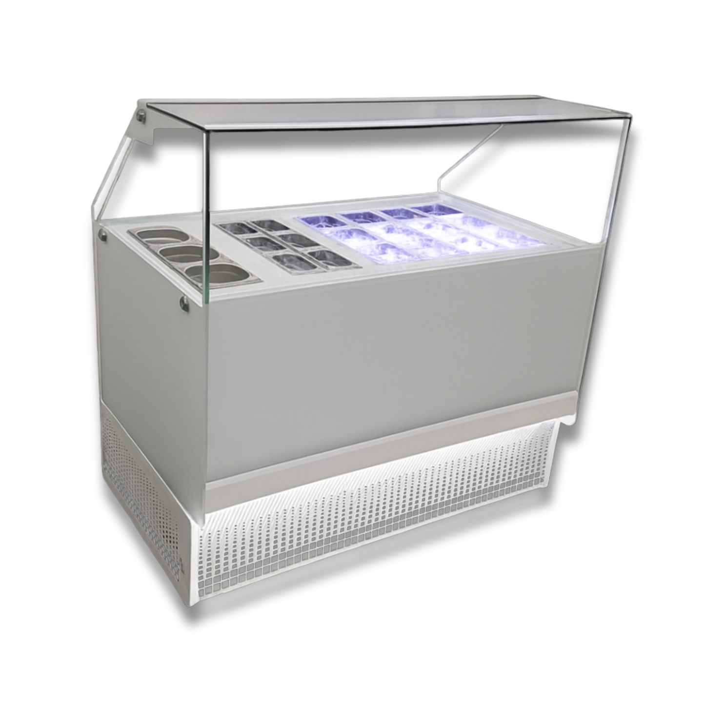 Vitrina topinera 12 Refrigerados + 6 Neutros + 3 Recipientes Calientes WHITE