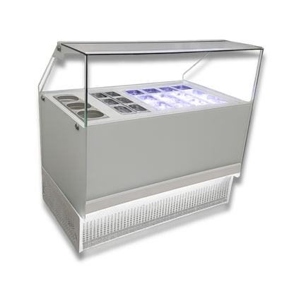 Vitrina topinera 12 Refrigerados + 6 Neutros + 3 Recipientes Calientes WHITE