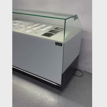 Vitrina Topinera 12 Refrigerados + 12 Neutros + 3 Calientes 160 mts. EVO WHITE